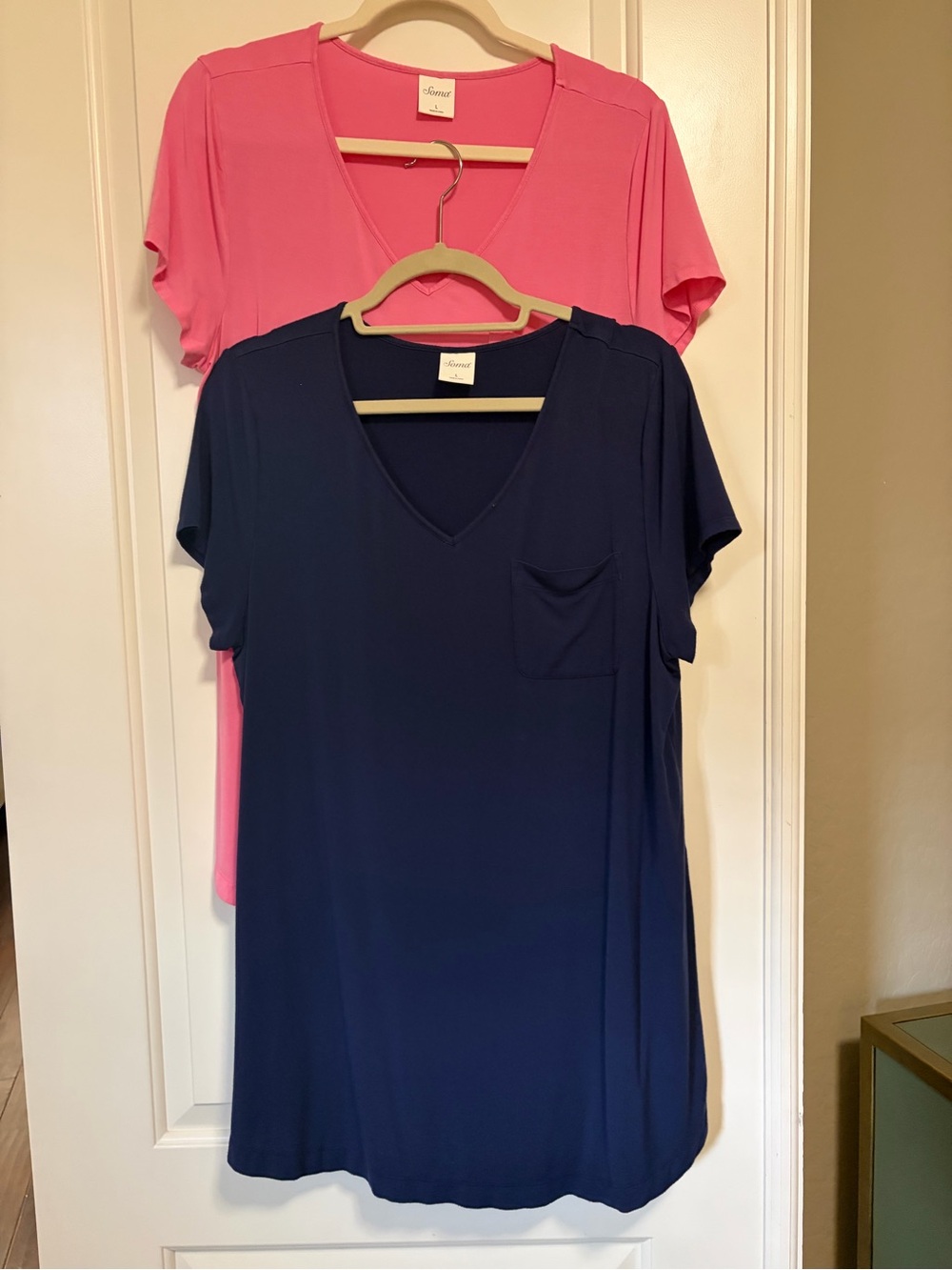 💙🎀Soma Cool Nights Bundle V-Neck S/S Pocket Tee Nightgown Dress🎀💙